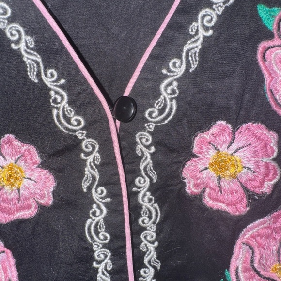 Agua Bendita Otis Nopal Floral Embroidered Cover-up Vest Fringe - Picture 9 of 11